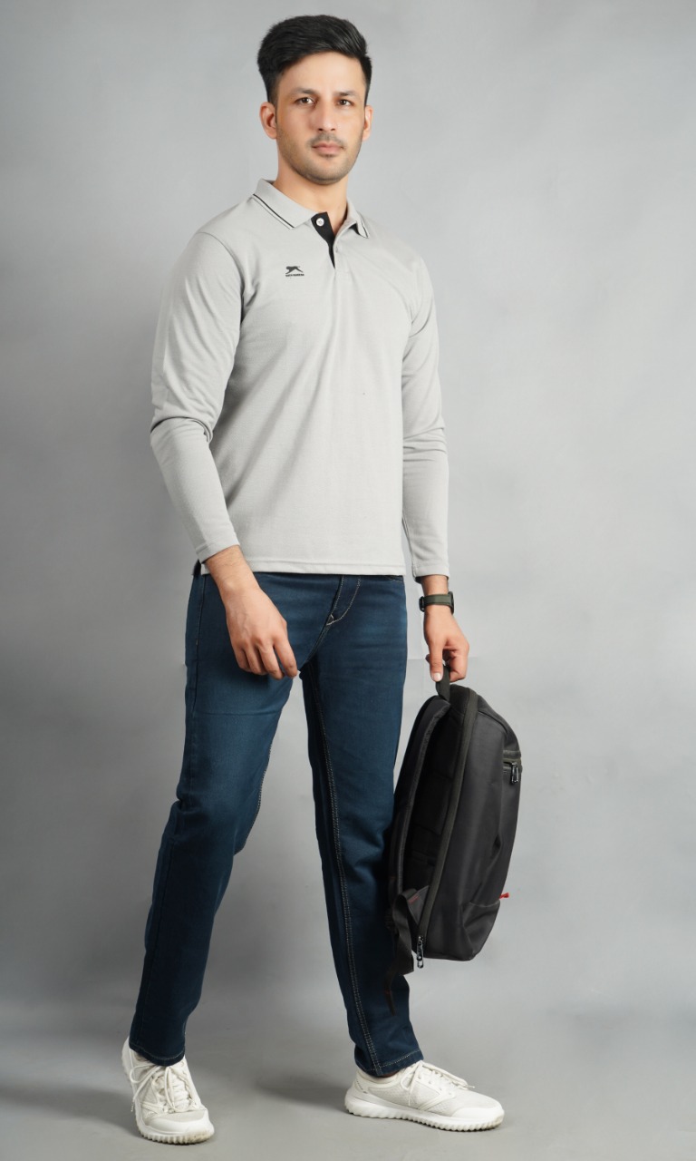 T-Shirts Tipping Full Sleeves Flat Collar Poly Cotton Pique